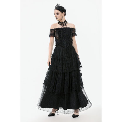 Dark in Love Women's Gothic Bodysuit Ophelia Lace Off-Shoulder Top - QHA UK