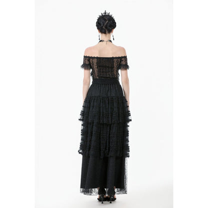 Dark in Love Women's Gothic Bodysuit Ophelia Lace Off-Shoulder Top - QHA UK
