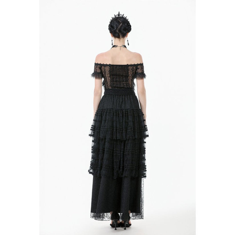 Dark in Love Women's Gothic Bodysuit Ophelia Lace Off-Shoulder Top - QHA UK