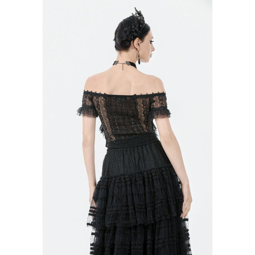 Dark in Love Women's Gothic Bodysuit Ophelia Lace Off-Shoulder Top - QHA UK