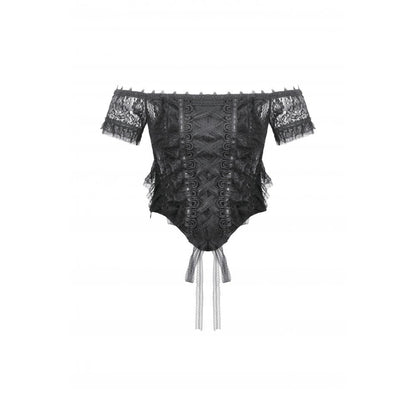Dark in Love Women's Gothic Bodysuit Ophelia Lace Off-Shoulder Top - QHA UK