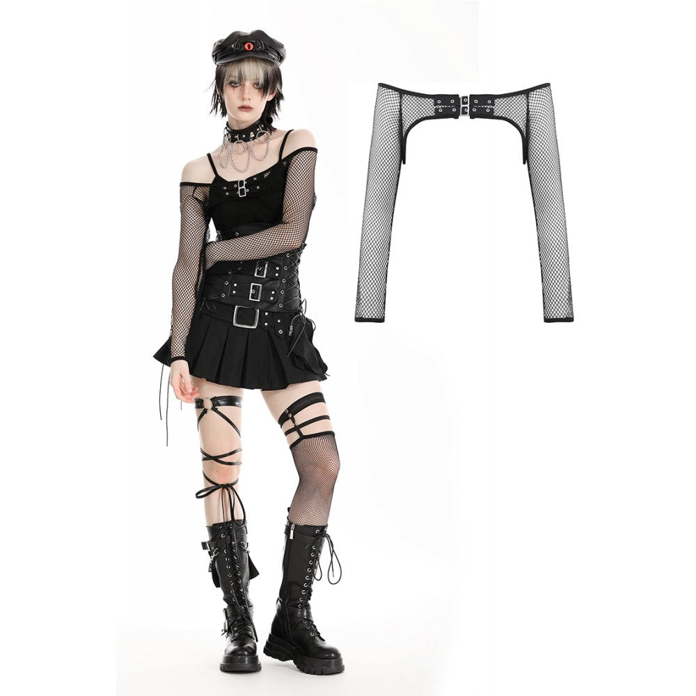 Dark in Love Blouse Oriana Fishnet Sleeves UK 10-18 | QHAUK - QHA UK