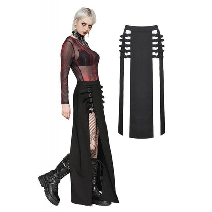 Dark in Love Skirt Phoenix Black Slit Metal Long UK 8-18 - QHA UK