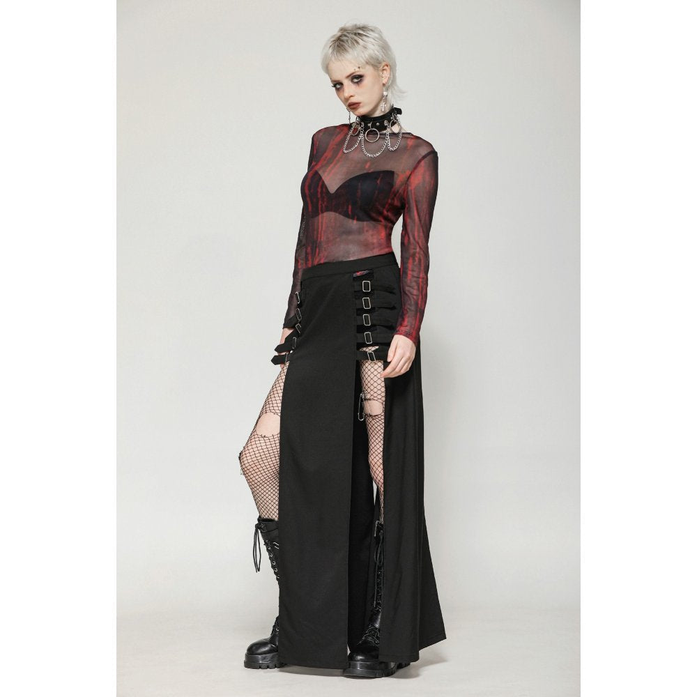 Dark in Love Skirt Phoenix Black Slit Metal Long UK 8-18 - QHA UK