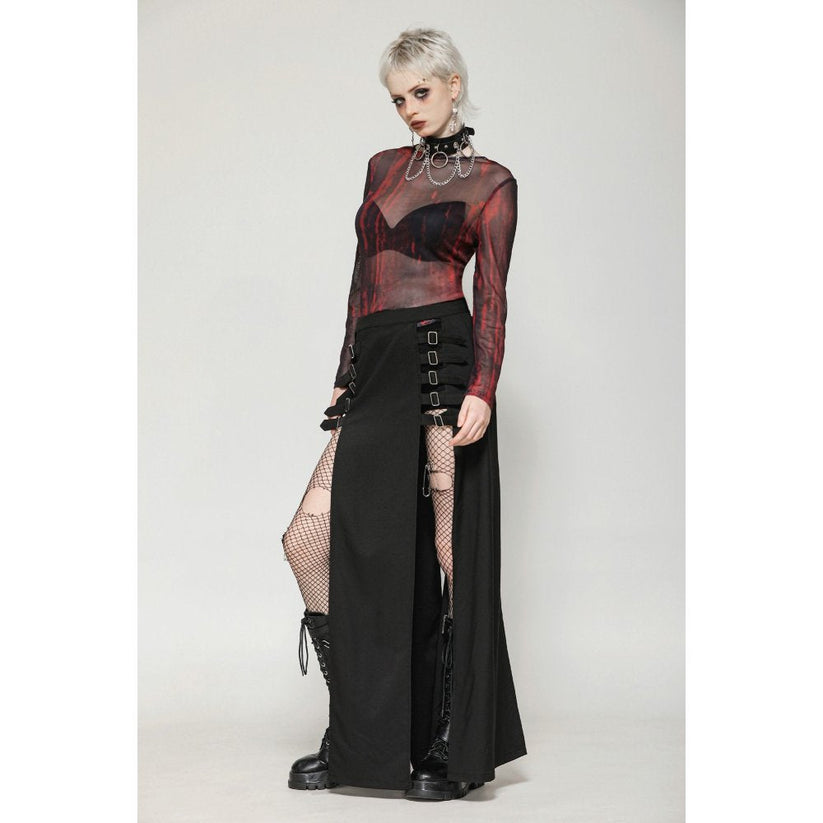 Dark in Love Skirt Phoenix Black Slit Metal Long UK 8-18 - QHA UK