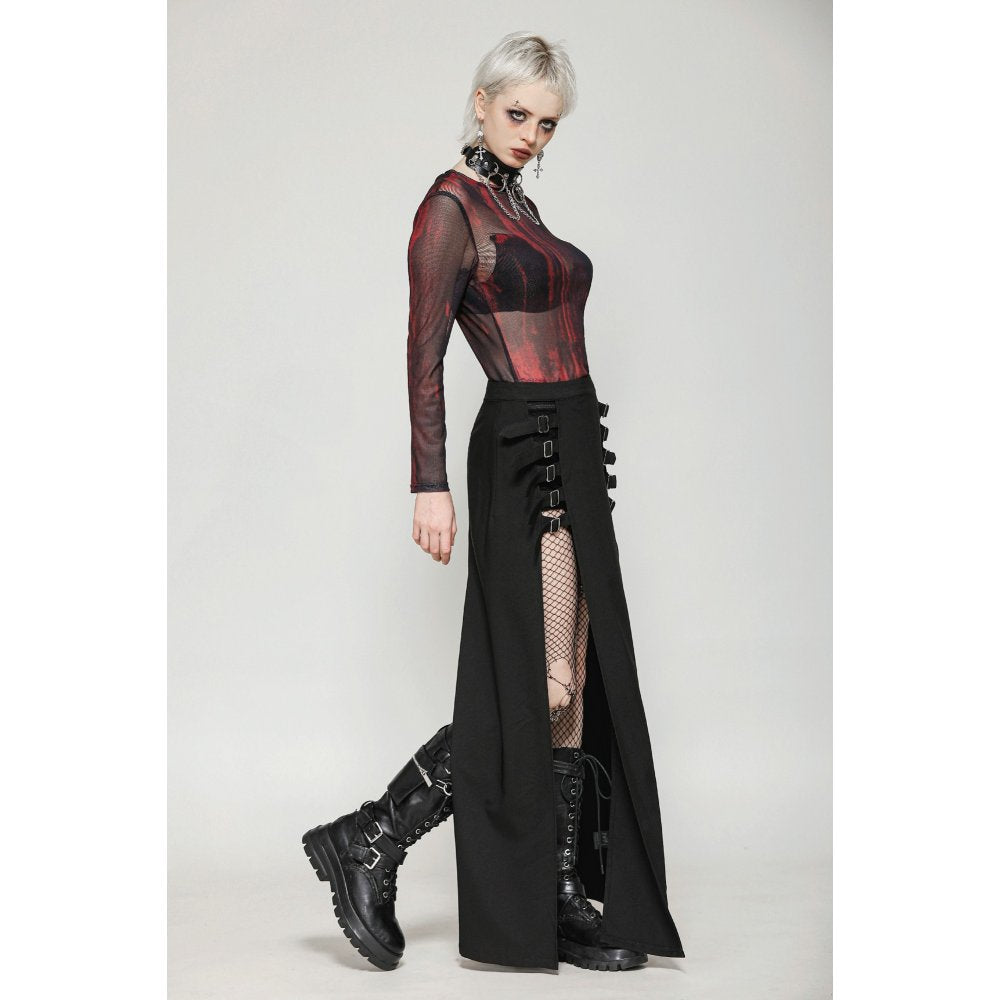 Dark in Love Skirt Phoenix Black Slit Metal Long UK 8-18 - QHA UK