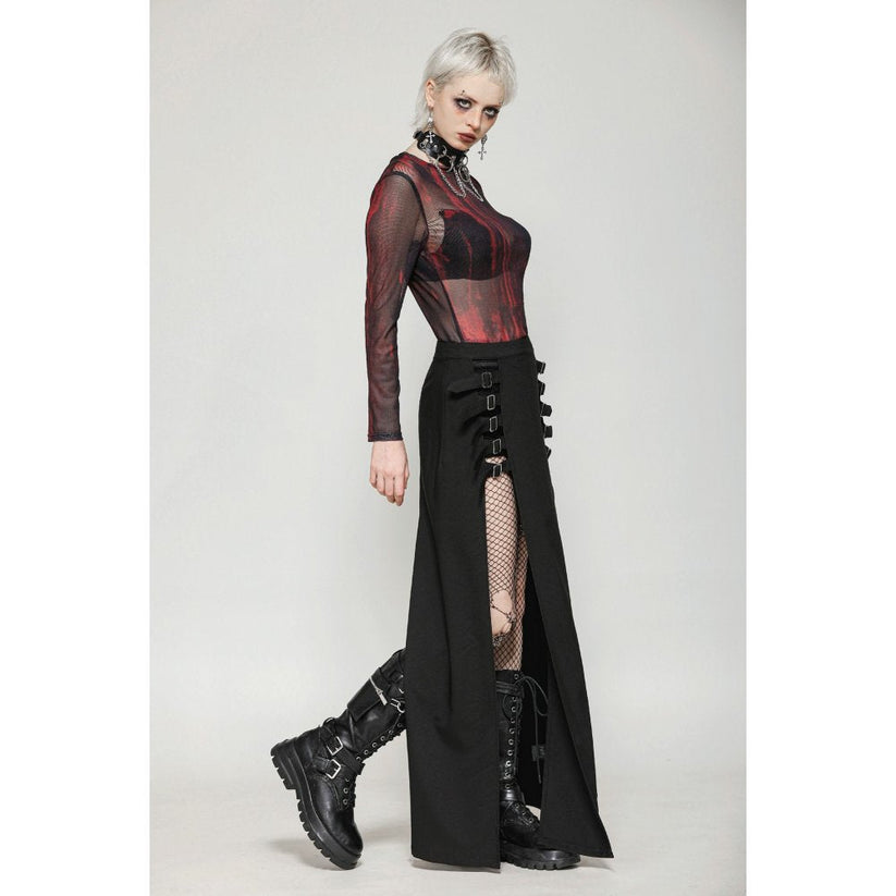 Dark in Love Skirt Phoenix Black Slit Metal Long UK 8-18 - QHA UK