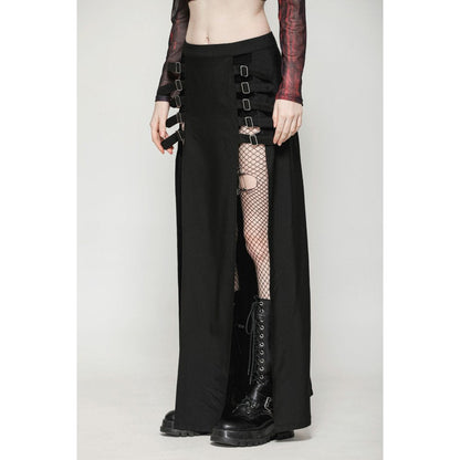 Dark in Love Skirt Phoenix Black Slit Metal Long UK 8-18 - QHA UK