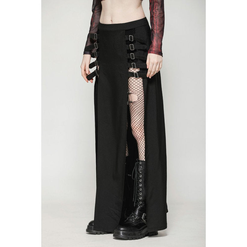 Dark in Love Skirt Phoenix Black Slit Metal Long UK 8-18 - QHA UK