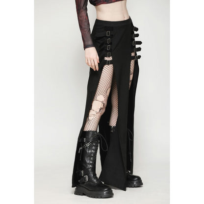 Dark in Love Skirt Phoenix Black Slit Metal Long UK 8-18 - QHA UK