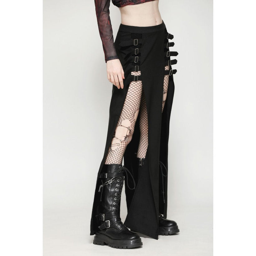 Dark in Love Skirt Phoenix Black Slit Metal Long UK 8-18 - QHA UK