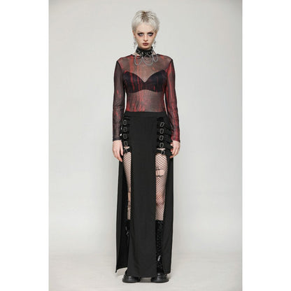 Dark in Love Skirt Phoenix Black Slit Metal Long UK 8-18 - QHA UK