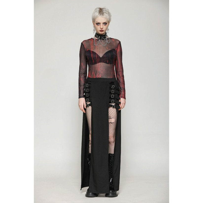 Dark in Love Skirt Phoenix Black Slit Metal Long UK 8-18 - QHA UK