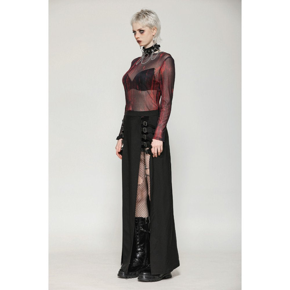 Dark in Love Skirt Phoenix Black Slit Metal Long UK 8-18 - QHA UK