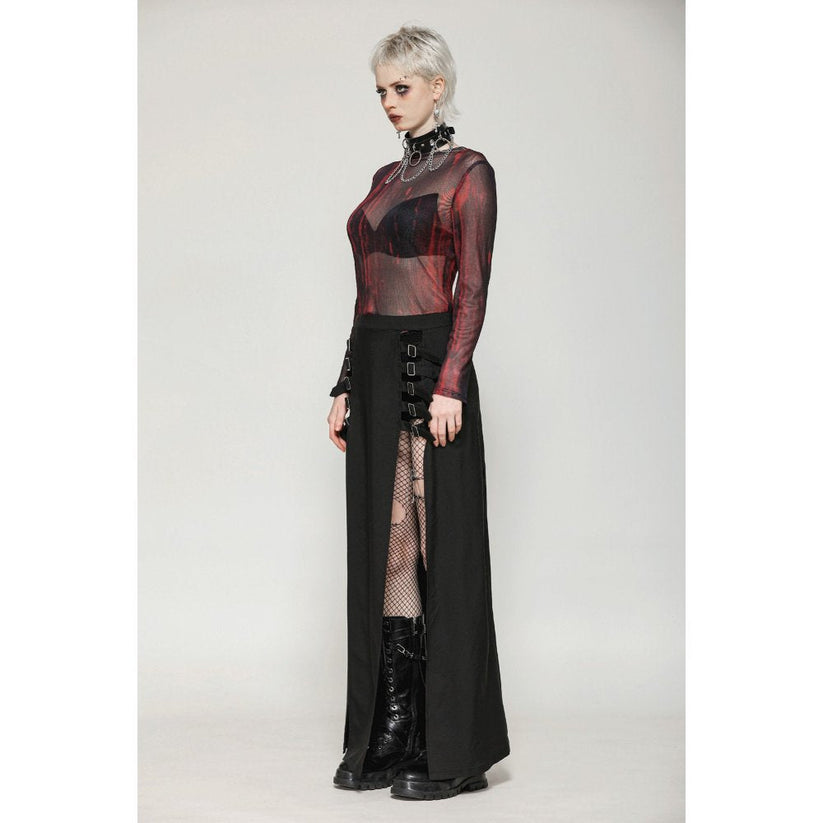 Dark in Love Skirt Phoenix Black Slit Metal Long UK 8-18 - QHA UK