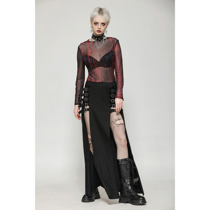 Dark in Love Skirt Phoenix Black Slit Metal Long UK 8-18 - QHA UK