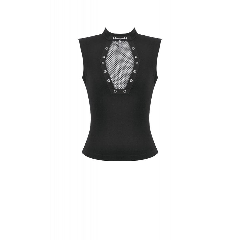 Dark in Love Women's Punk Vest Top Coffin Mesh Panel UK 8-18 - QHA UK