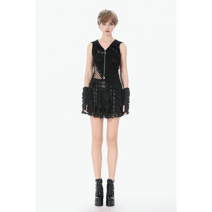 Dark in Love Punk Mini Skirt Eyelet Lace Layered UK 8-22 - QHA UK