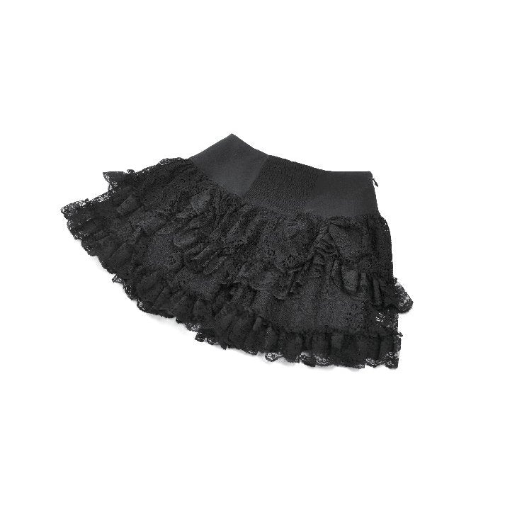 Dark in Love Punk Mini Skirt Eyelet Lace Layered UK 8-22 - QHA UK