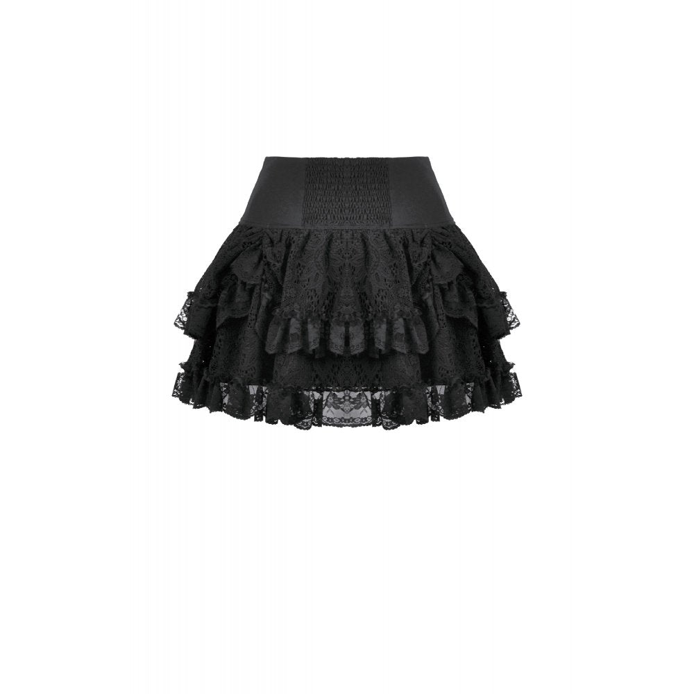 Dark in Love Punk Mini Skirt Eyelet Lace Layered UK 8-22 - QHA UK