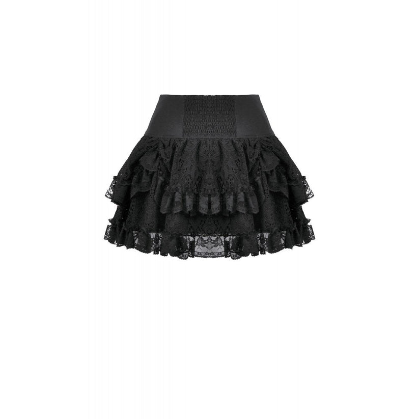 Dark in Love Punk Mini Skirt Eyelet Lace Layered UK 8-22 - QHA UK