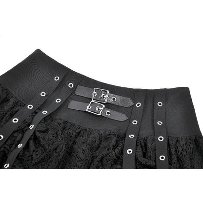Dark in Love Punk Mini Skirt Eyelet Lace Layered UK 8-22 - QHA UK