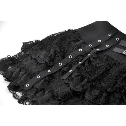 Dark in Love Punk Mini Skirt Eyelet Lace Layered UK 8-22 - QHA UK