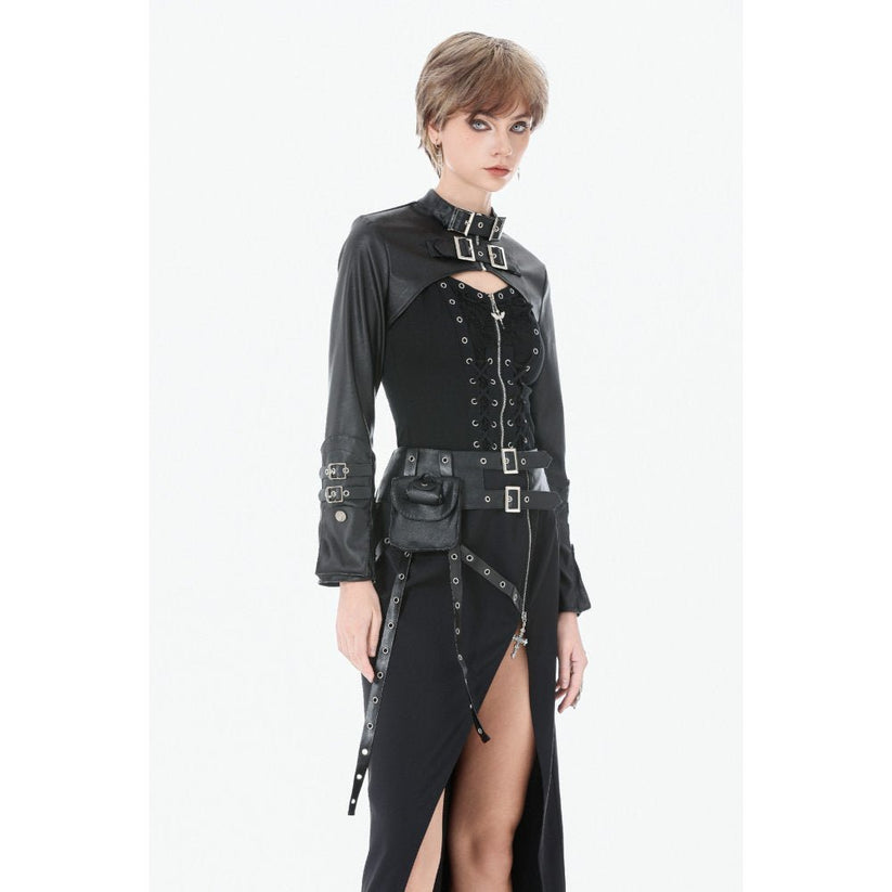 Dark in Love Women's Punk Shirt Lace-Up Corset Top UK 8-18 - QHA UK
