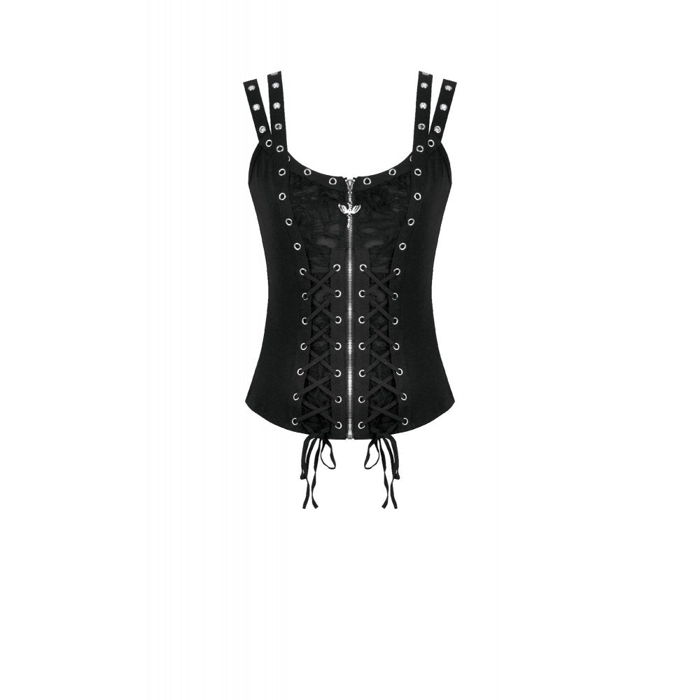 Dark in Love Women's Punk Shirt Lace-Up Corset Top UK 8-18 - QHA UK
