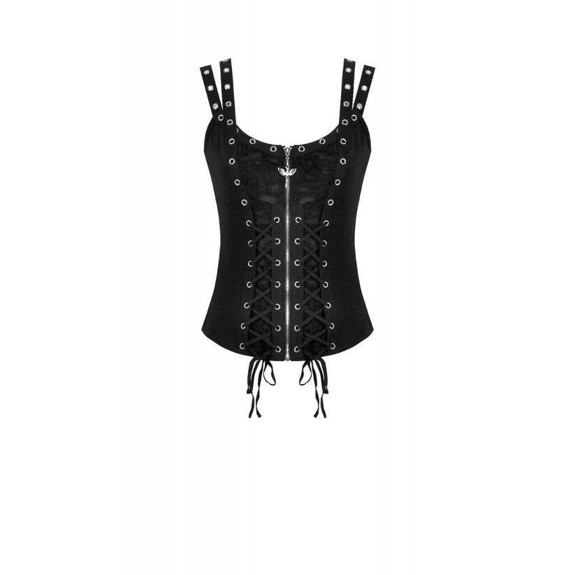 Dark in Love Women's Punk Shirt Lace-Up Corset Top UK 8-18 - QHA UK
