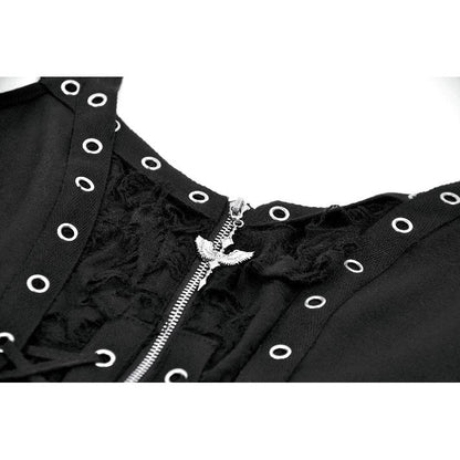 Dark in Love Women's Punk Shirt Lace-Up Corset Top UK 8-18 - QHA UK