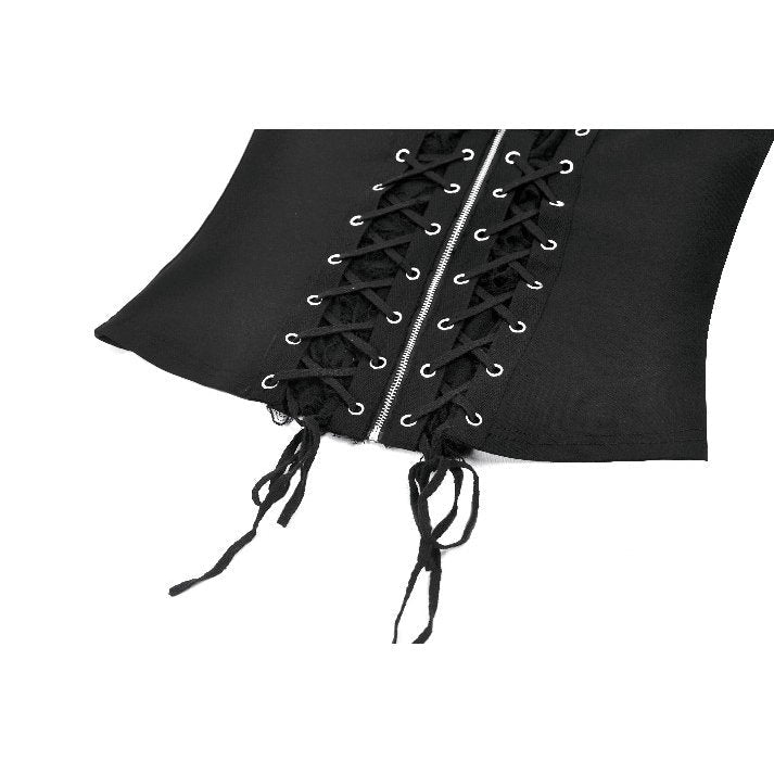 Dark in Love Women's Punk Shirt Lace-Up Corset Top UK 8-18 - QHA UK