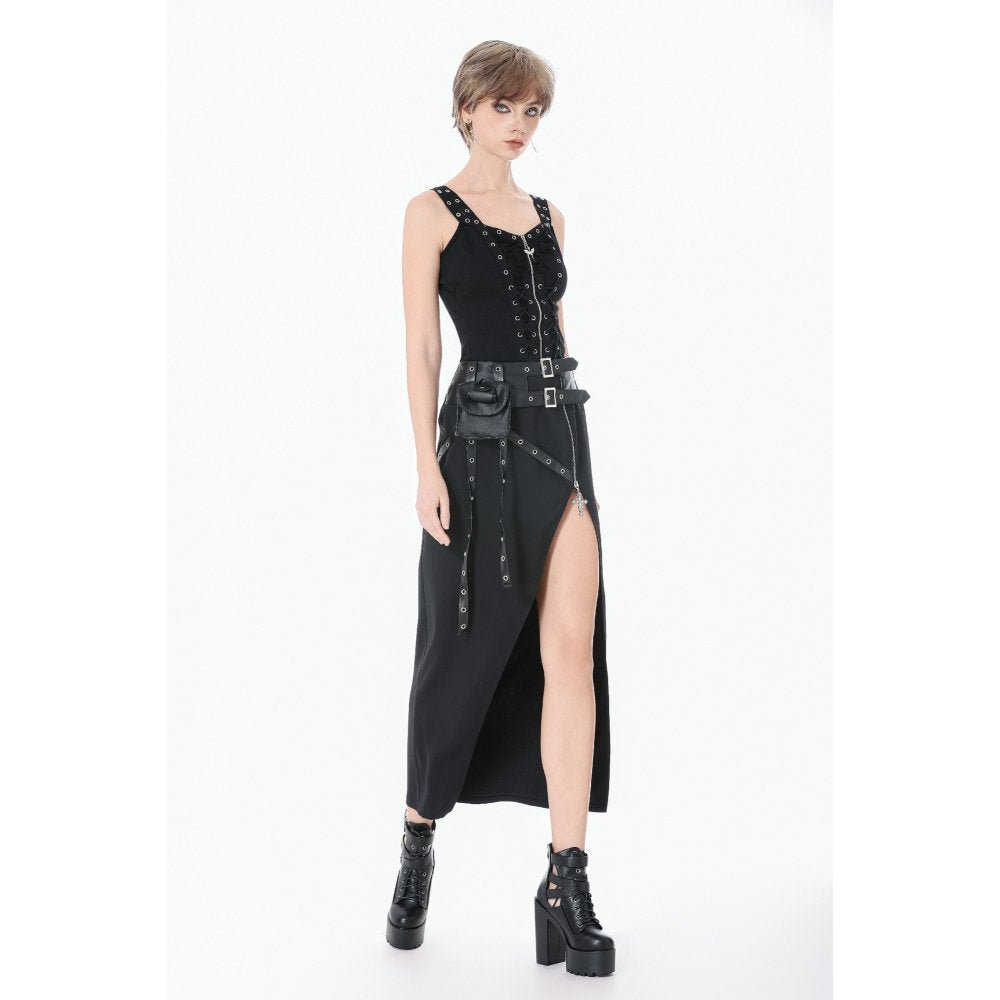 Dark in Love Women's Punk Shirt Lace-Up Corset Top UK 8-18 - QHA UK