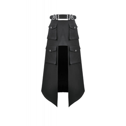 Dark in Love Punk Skirt Layered Pocket Cutout Belted Long UK 8-18 - Pocket Detail - QHA UK