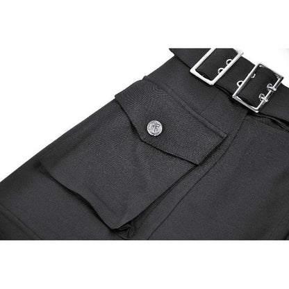 Dark in Love Punk Skirt Layered Pocket Cutout Belted Long UK 8-18 - Pocket Detail - QHA UK