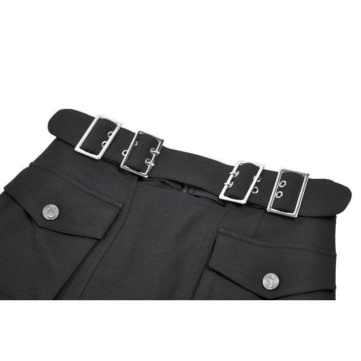 Dark in Love Punk Skirt Layered Pocket Cutout Belted Long UK 8-18 - Pocket Detail - QHA UK