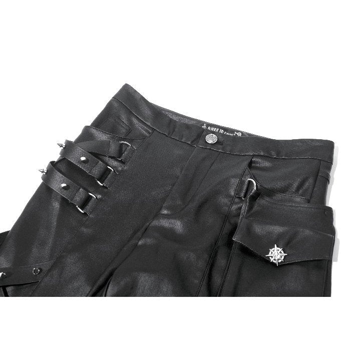 Dark in Love Women's Punk Trousers Leather-Look Strap Detail UK 8-18 - QHA UK