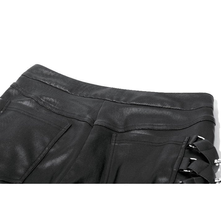 Dark in Love Women's Punk Trousers Leather-Look Strap Detail UK 8-18 - QHA UK