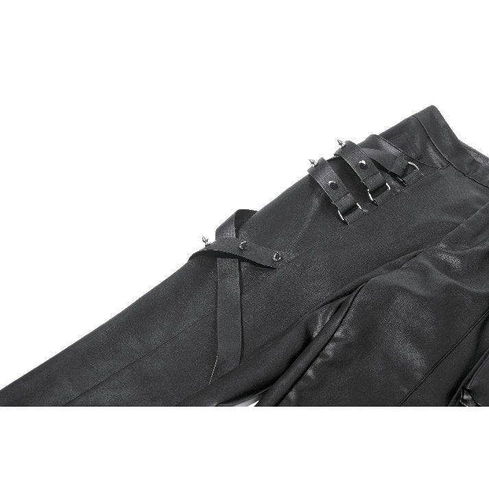 Dark in Love Women's Punk Trousers Leather-Look Strap Detail UK 8-18 - QHA UK