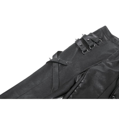 Dark in Love Women's Punk Trousers Leather-Look Strap Detail UK 8-18 - QHA UK