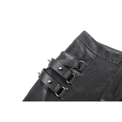 Dark in Love Women's Punk Trousers Leather-Look Strap Detail UK 8-18 - QHA UK