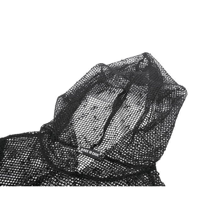 Dark in Love Women's Punk T-Shirt Mesh Hollow-Out Hooded Mesh Top - QHA UK