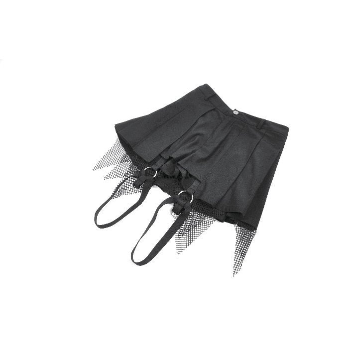 Dark in Love Women's Punk Skort Mesh Layered Shorts UK 8-22 - QHA UK
