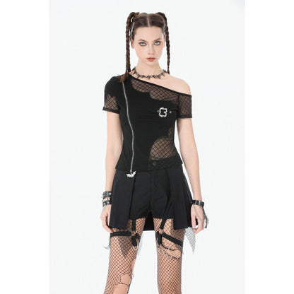 Dark in Love Women's Punk Skort Mesh Layered Shorts UK 8-22 - QHA UK
