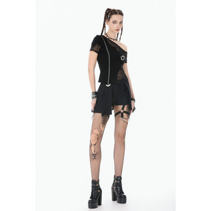 Dark in Love Women's Punk Skort Mesh Layered Shorts UK 8-22 - QHA UK