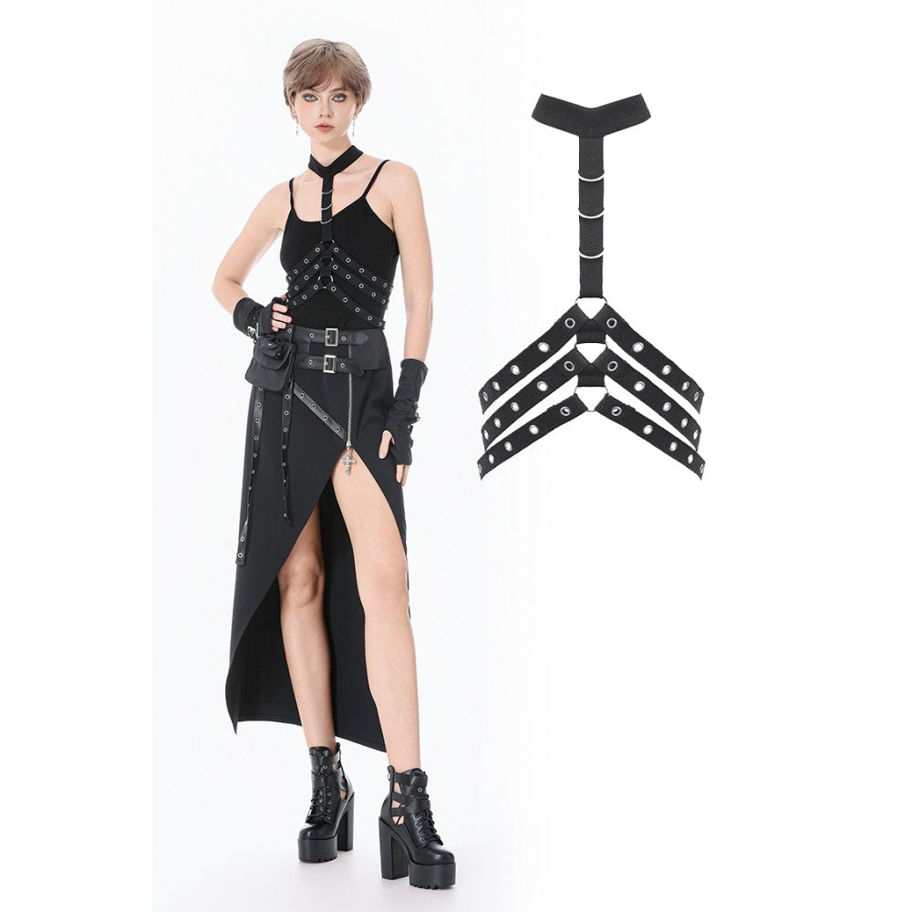 Dark in Love Punk Waist Cincher Rib Cage Grommet UK 10-18 - QHA UK