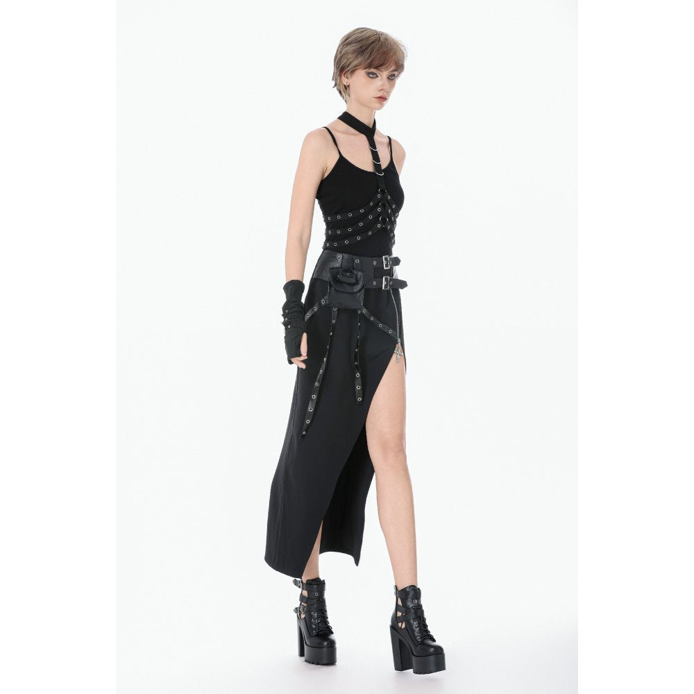 Dark in Love Punk Waist Cincher Rib Cage Grommet UK 10-18 - Waistband Detail - QHA UK
