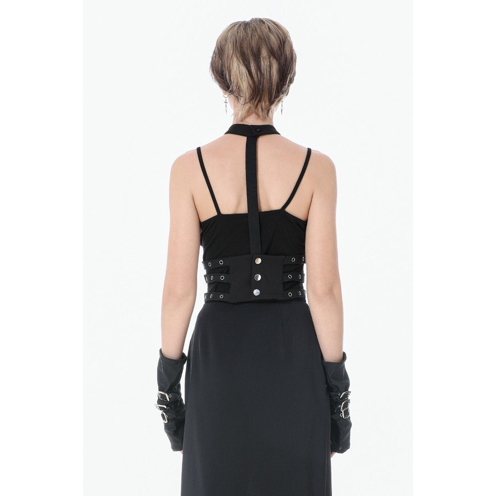 Dark in Love Punk Waist Cincher Rib Cage Grommet UK 10-18 - Waistband Detail - QHA UK