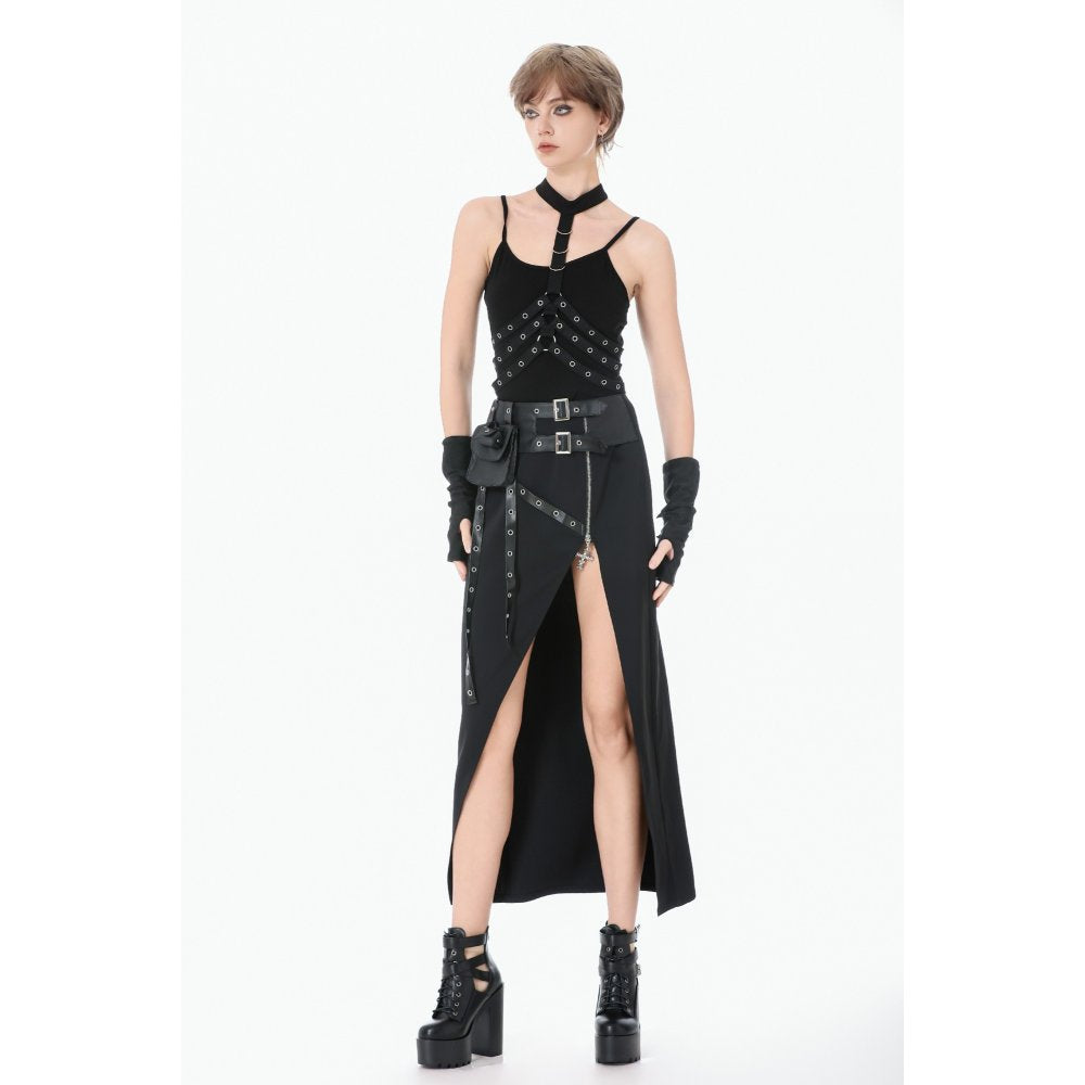 Dark in Love Punk Waist Cincher Rib Cage Grommet UK 10-18 - Waistband Detail - QHA UK