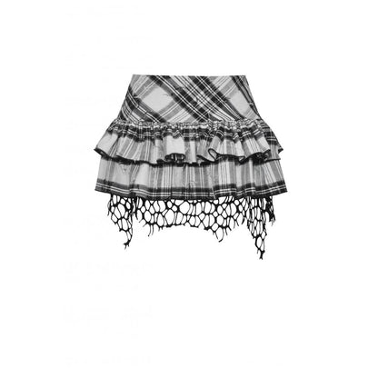 Dark in Love Punk Skirt Quinn Black and White Checked Asymmetrical - QHA UK
